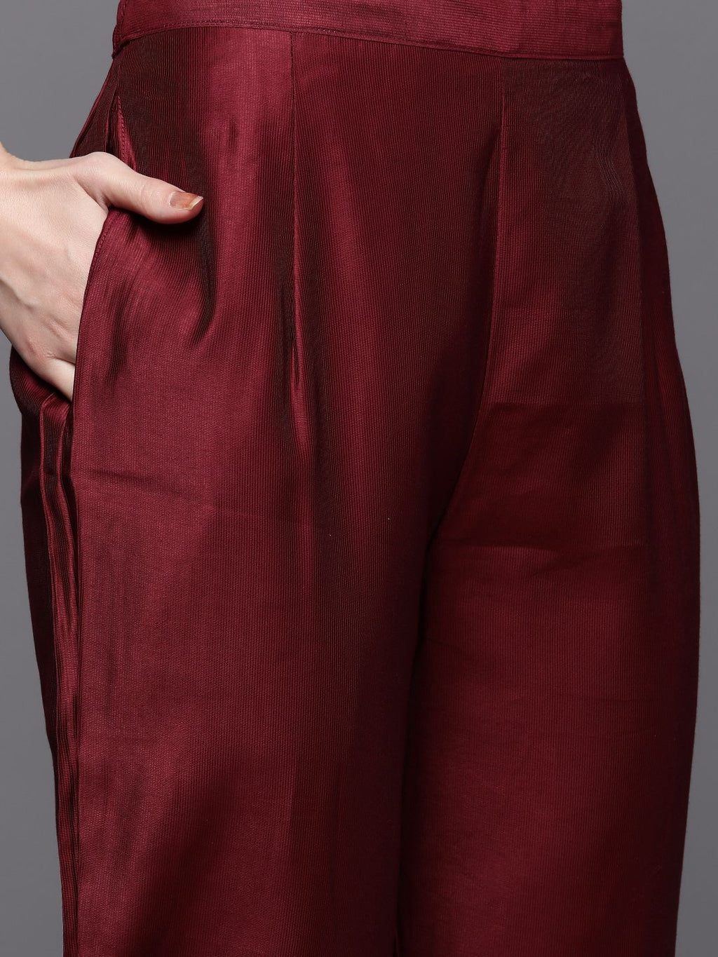 Indo Era Women Magenta Ethnic Motifs Embroidered Kurta with Trousers & With Dupatta