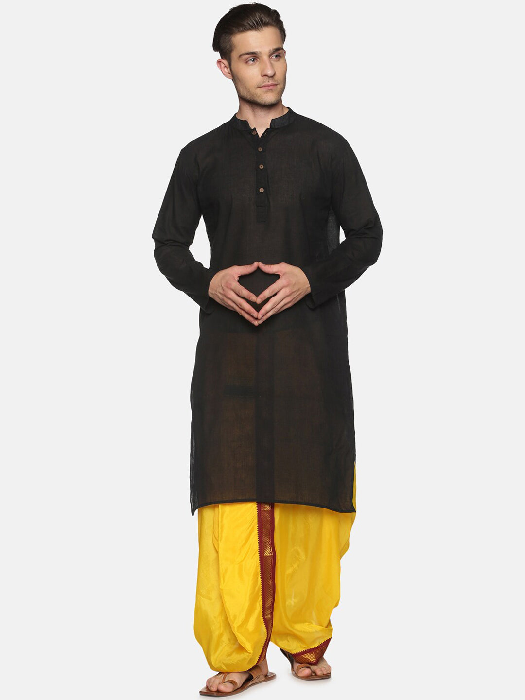 Sethukrishna Men Yellow & Red Readymade Dhoti