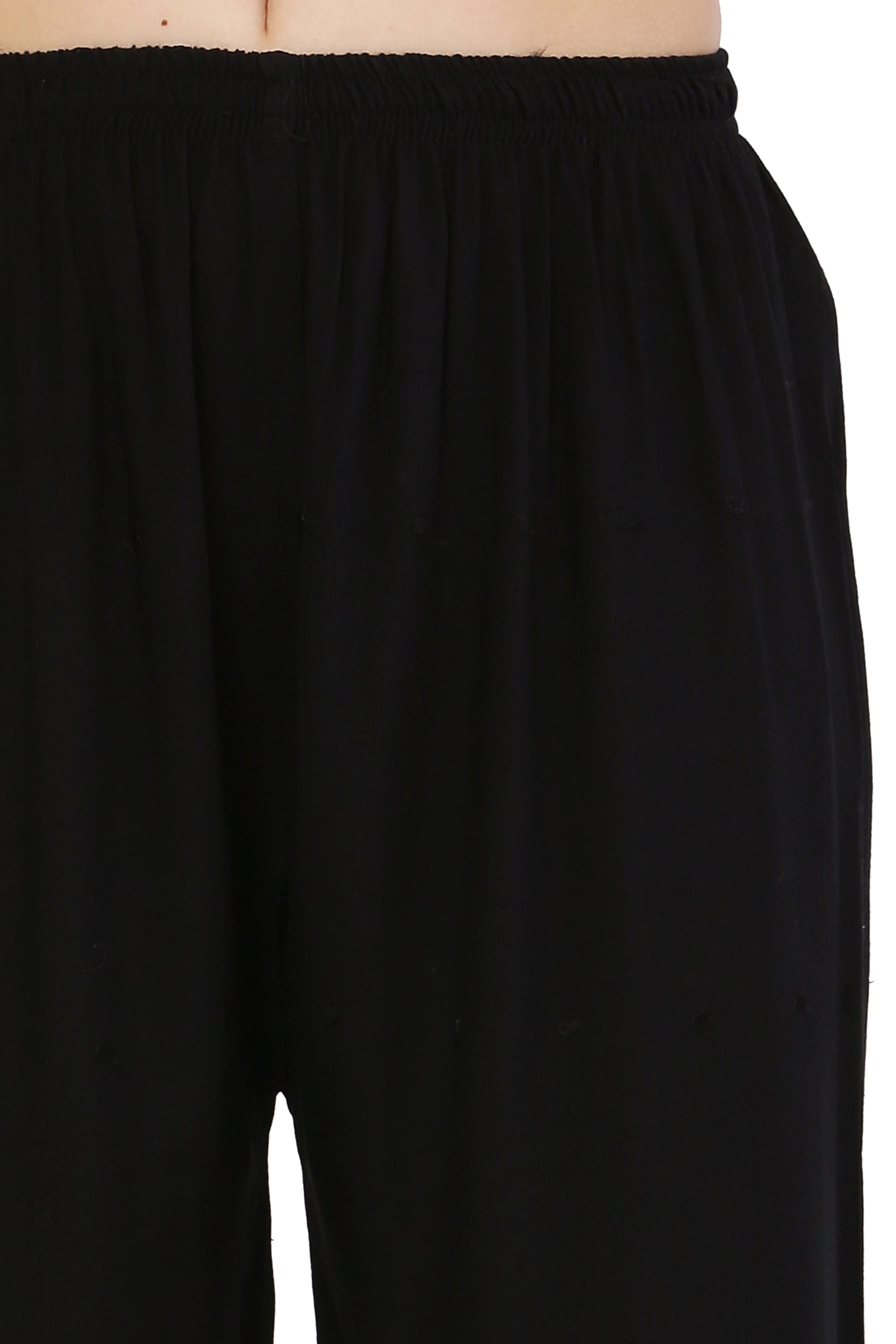 PAVONINE Black Color Half Schiffli Chikankari Rayon Fabric Sharara For Women