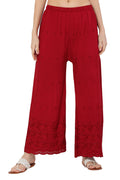PAVONINE Maroon Color Half Schiffli Chikankari Rayon Fabric Sharara For Women
