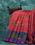 Light Orange And Pink Colour Printed Semi Chanderi Saree By Gayathri Reddy Designer Studio