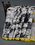 Black Colour Block Print Contrast Blouse Pure Kota Cotton Saree By Gayathri Reddy Designer Studio