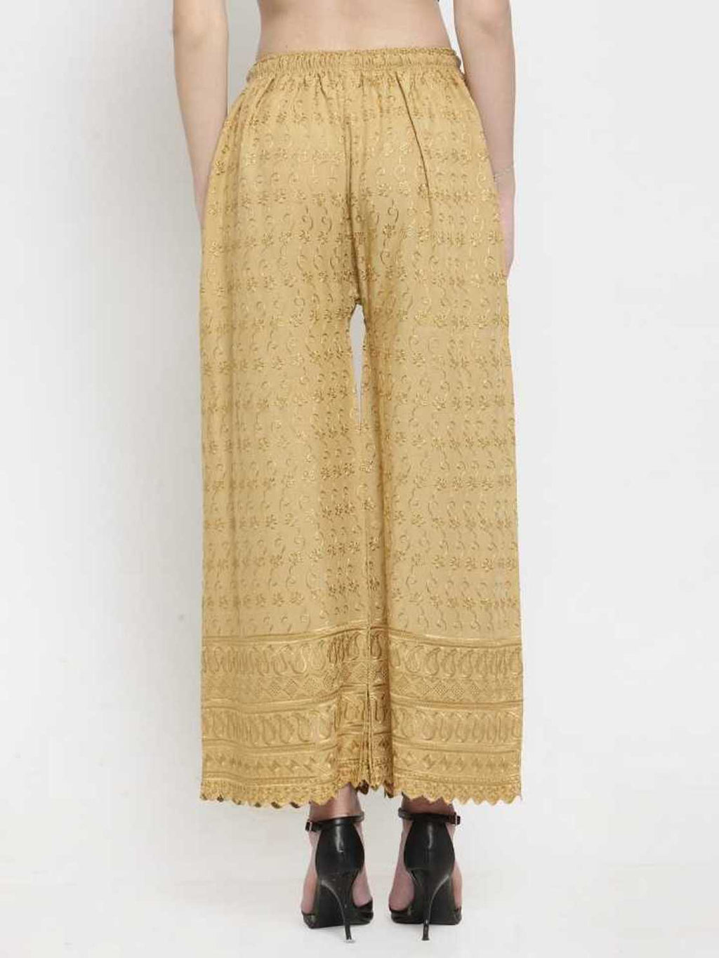 PAVONINE Beige Color Full Chikankari Rayon Fabric Sharara For Women