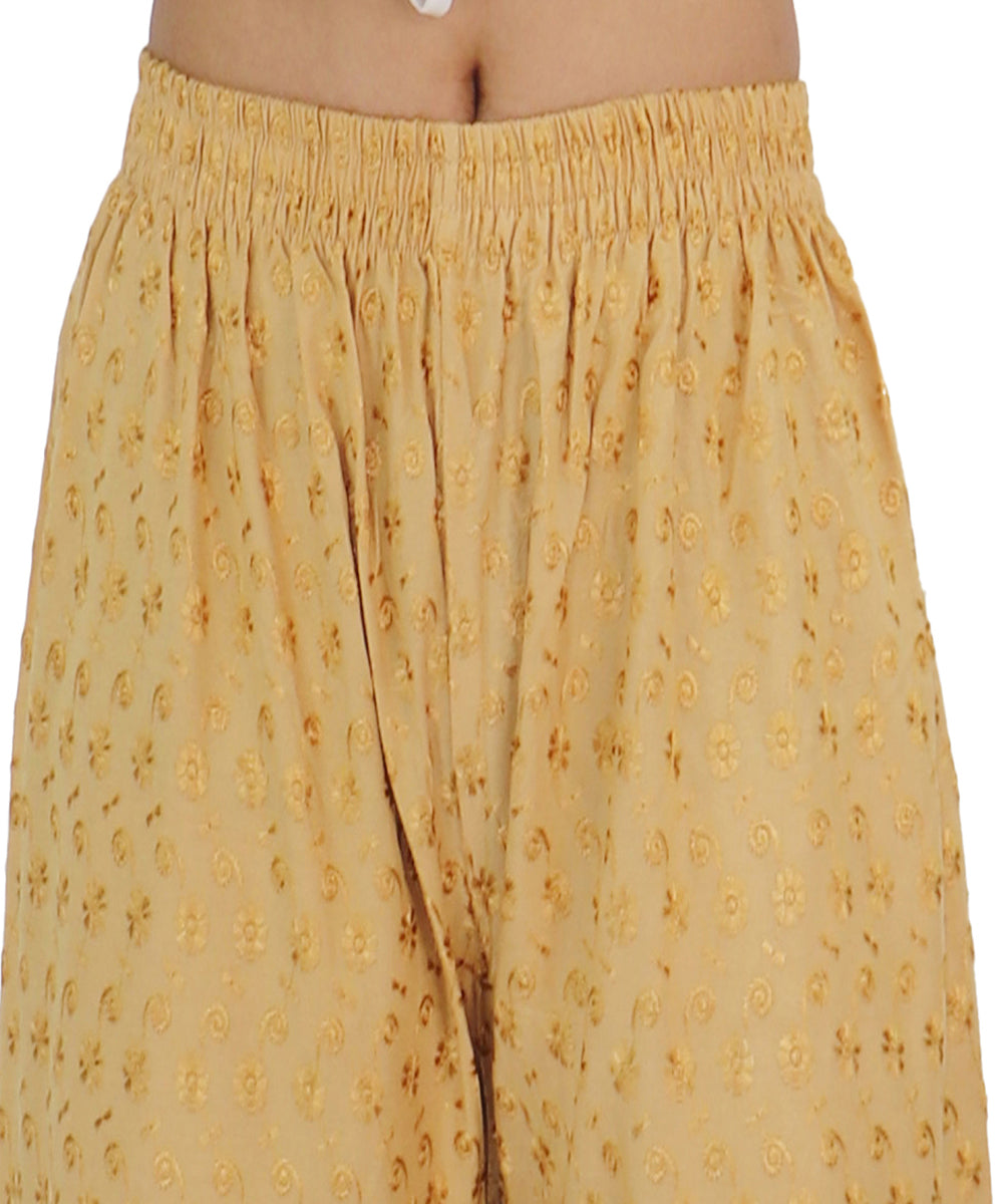 PAVONINE Beige Color Full Chikankari Rayon Fabric Sharara For Women