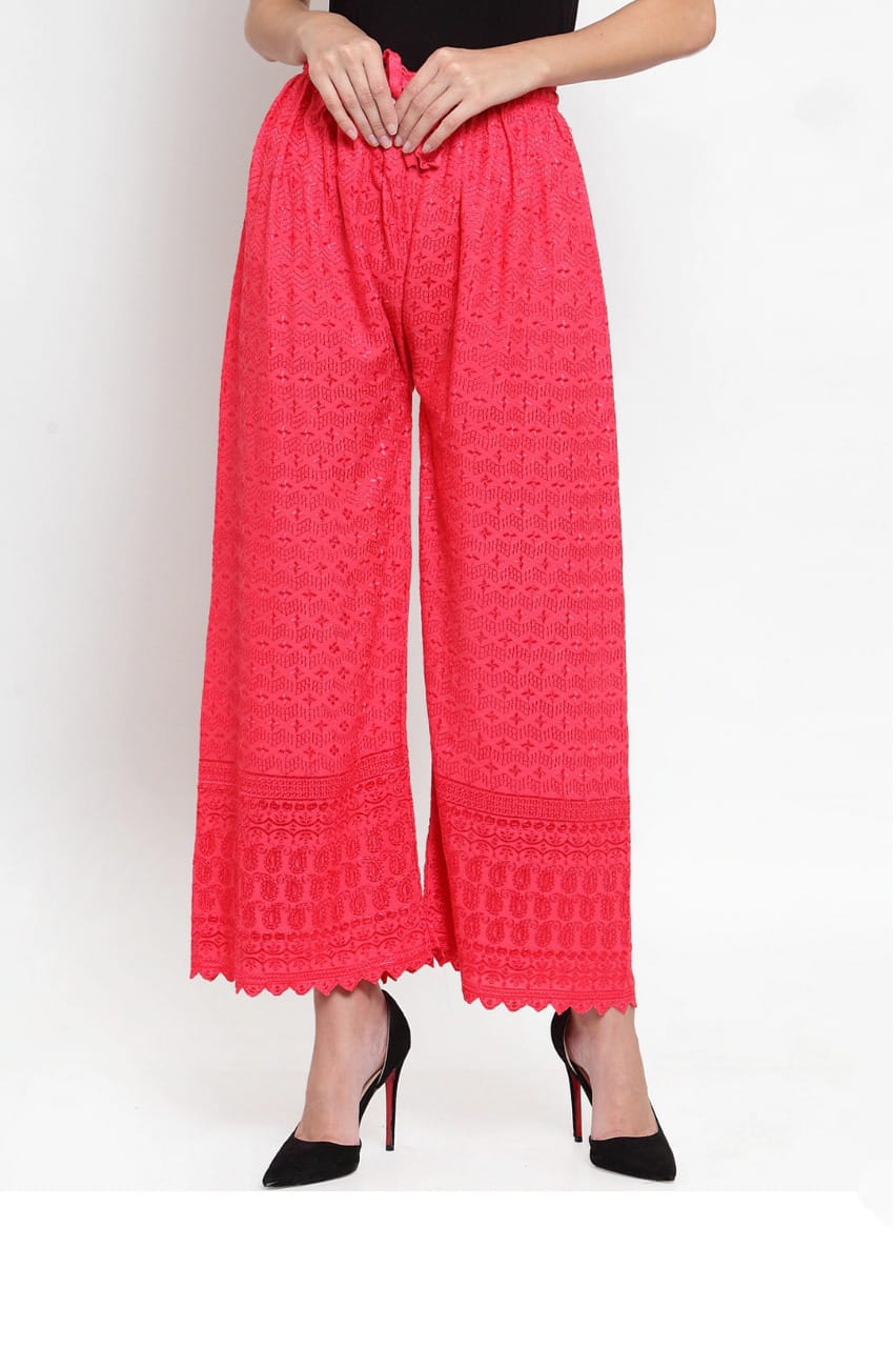PAVONINE Gajri Color Full Chikankari Rayon Fabric Sharara For Women