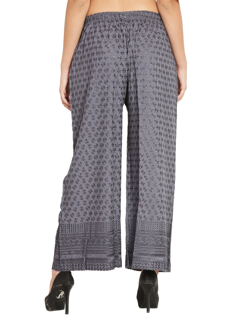 PAVONINE Grey Color Full Chikankari Rayon Fabric Sharara For Women