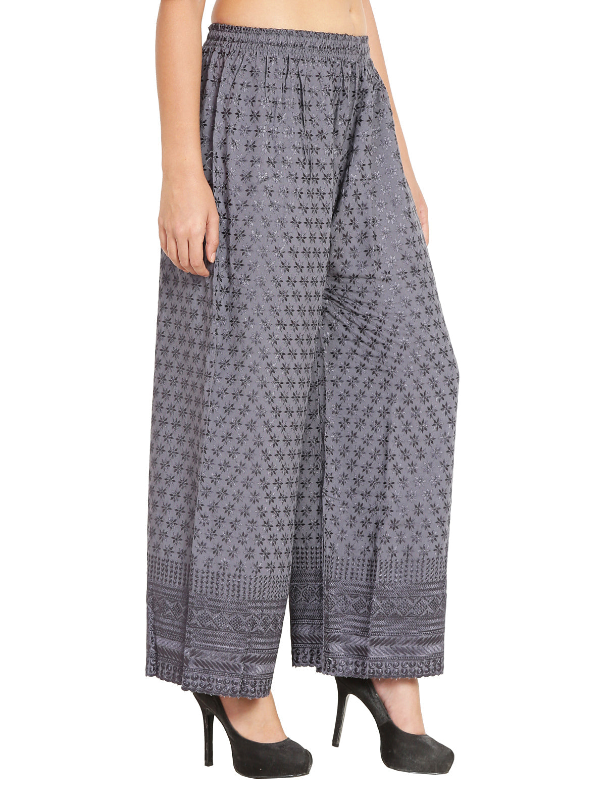 PAVONINE Grey Color Full Chikankari Rayon Fabric Sharara For Women