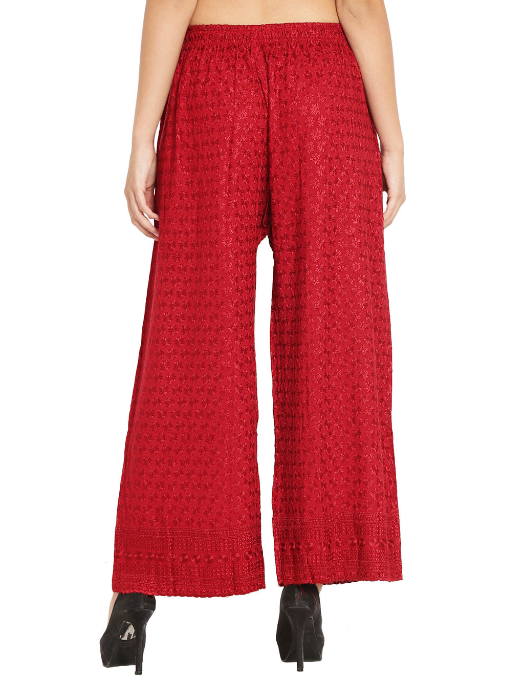 PAVONINE Maroon Color Full Chikankari Rayon Fabric Sharara For Women