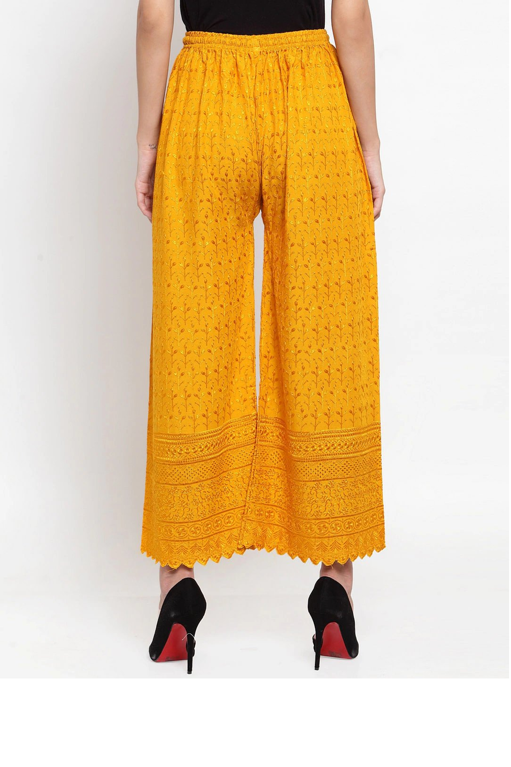 PAVONINE Mustard Color Full Chikankari Rayon Fabric Sharara For Women