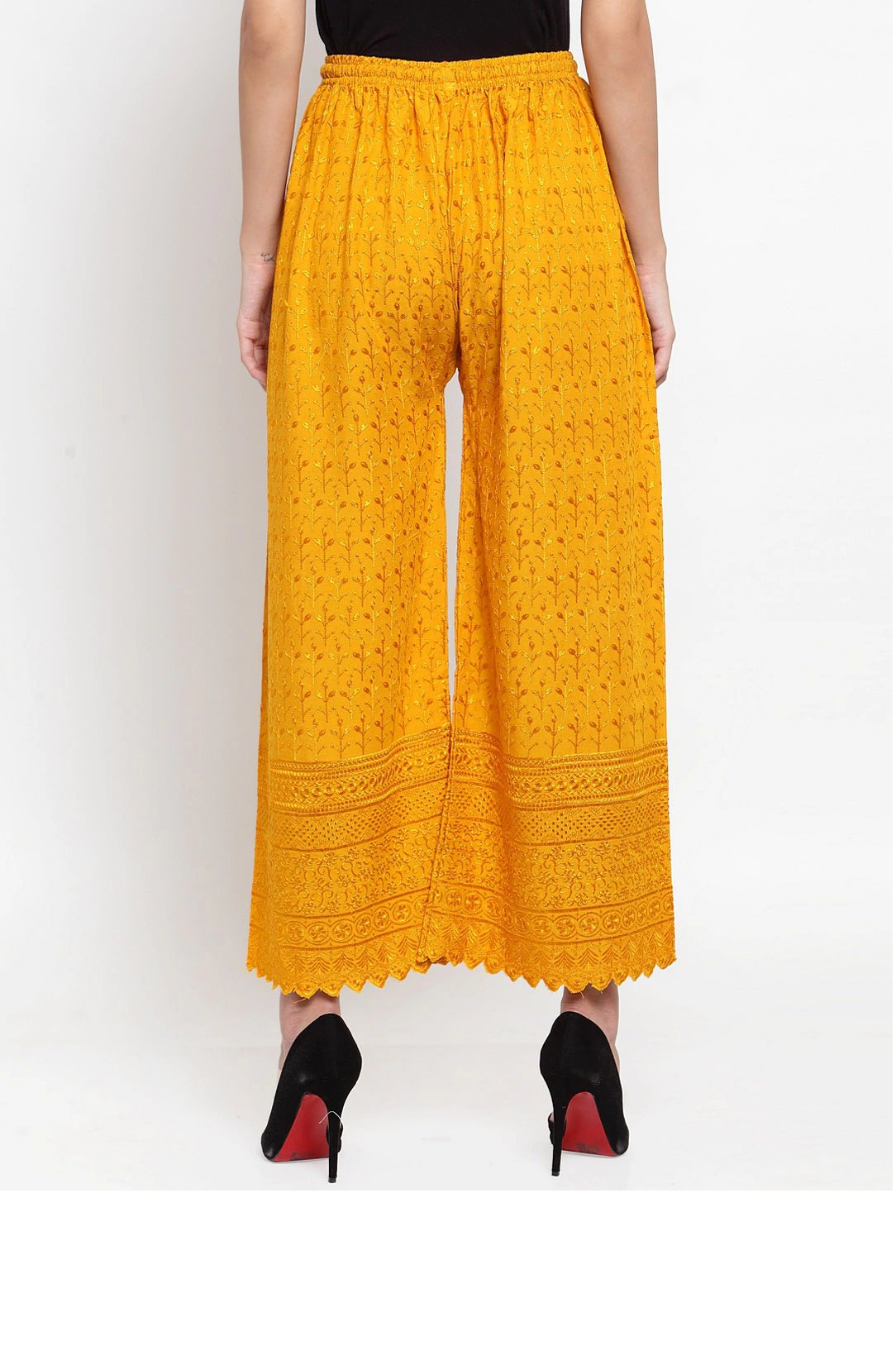 PAVONINE Mustard Color Full Chikankari Rayon Fabric Sharara For Women