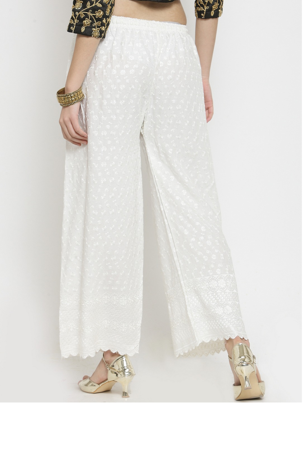 PAVONINE Off White Color Full Chikankari Rayon Fabric Sharara For Women