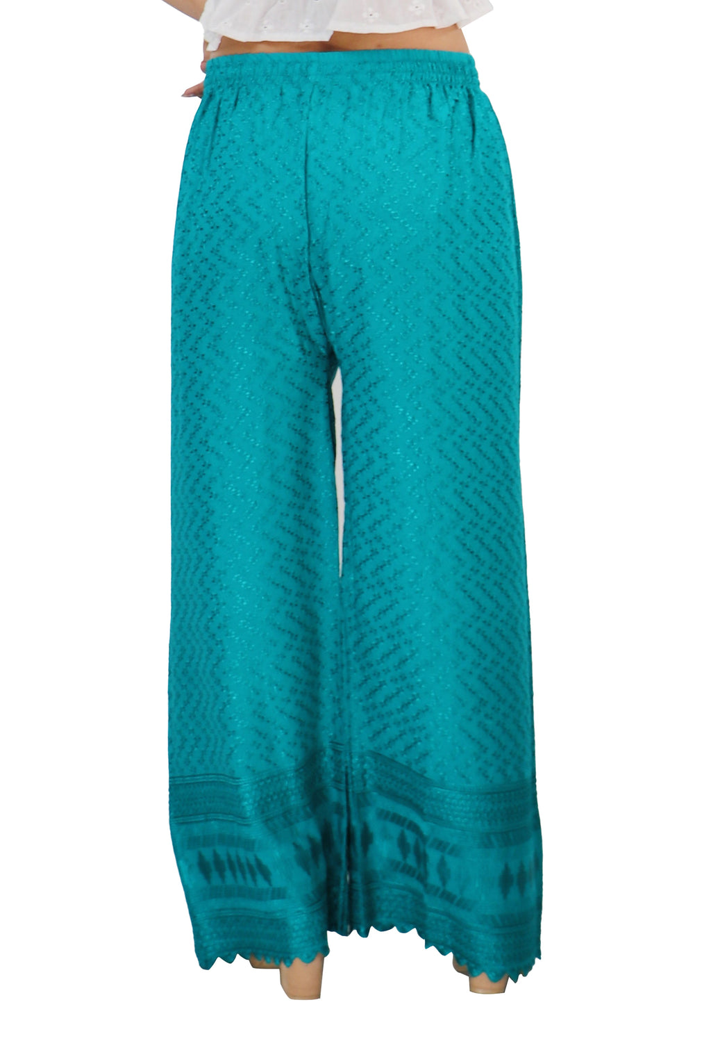 PAVONINE Rama Green Color Full Chikankari Rayon Fabric Sharara For Women