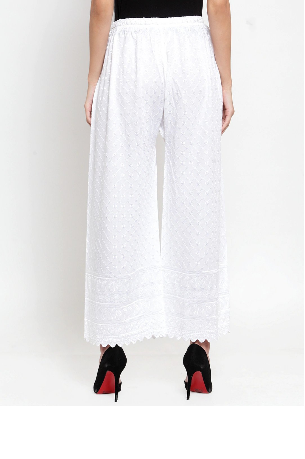 PAVONINE White Color Full Chikankari Rayon Fabric Sharara For Women