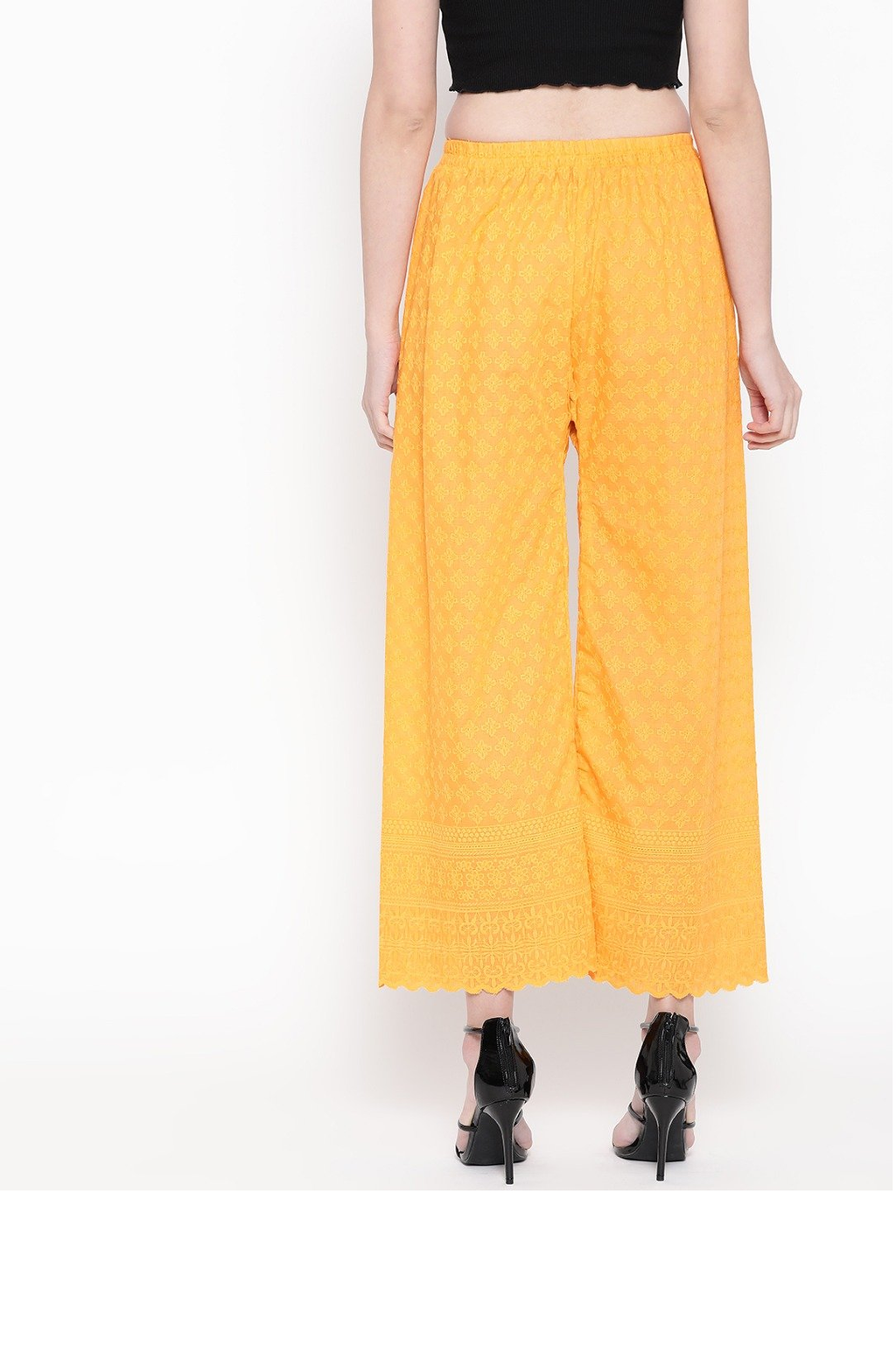 PAVONINE Yellow Color Full Chikankari Rayon Fabric Sharara For Women