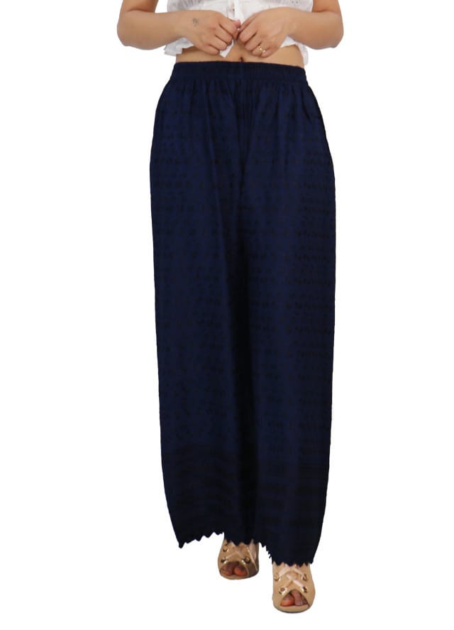 PAVONINE Navy Blue Color Full Chikankari Rayon Fabric Sharara For Women