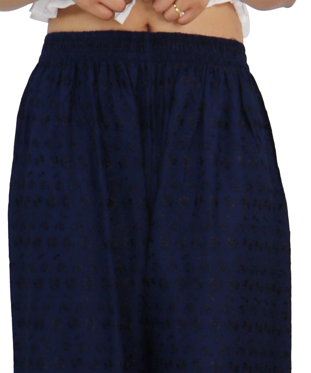 PAVONINE Navy Blue Color Full Chikankari Rayon Fabric Sharara For Women