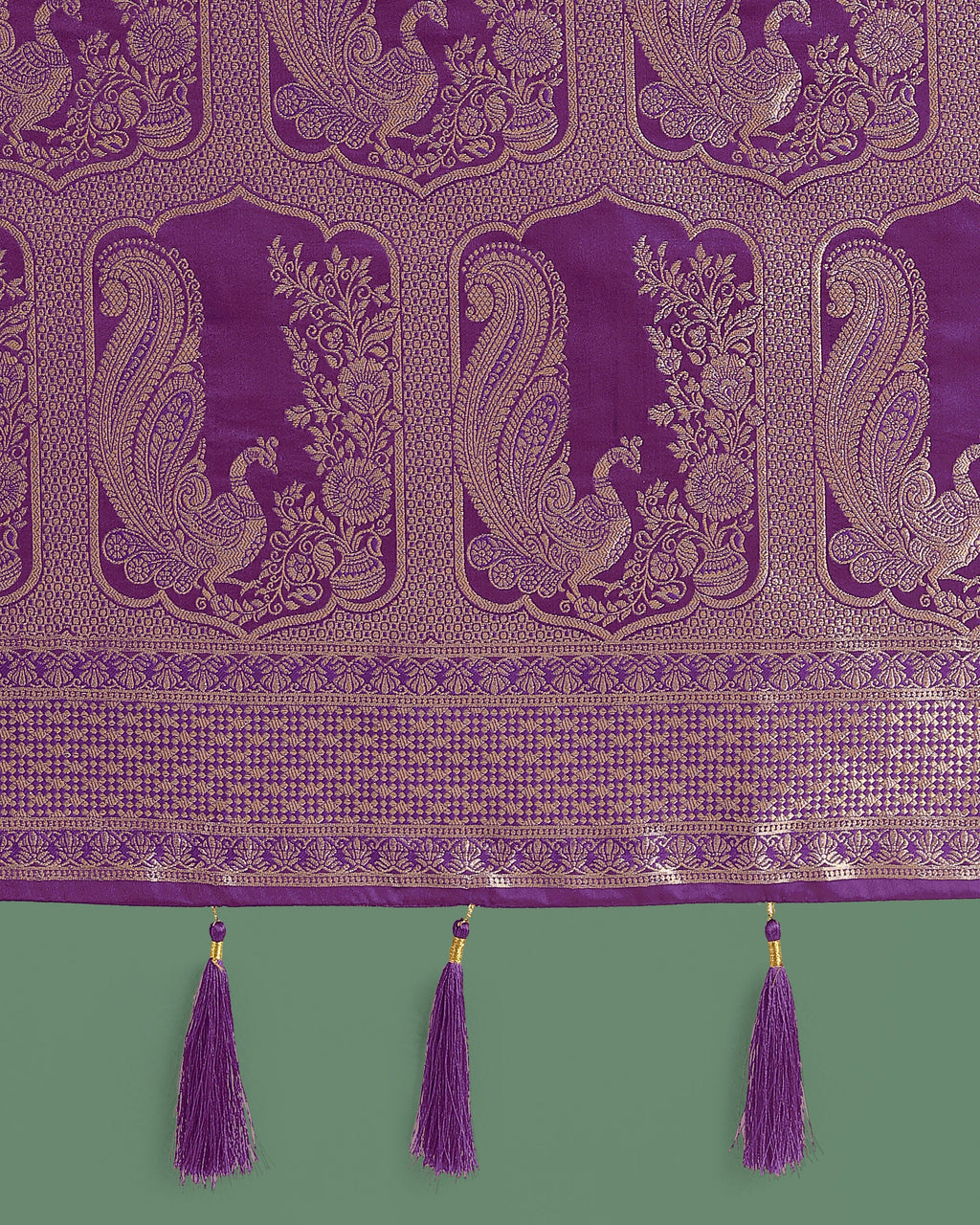 Monjolika Fashion Gorgeous Purple Woven Banarasi Satin Designer Silk Saree