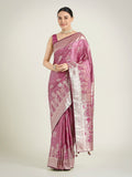 Monjolika Fashion Rose Pink Color Banarasi Satin Silk Zari Weaving Festival Saree