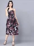 Myshka Multicoloured Floral Organic Cotton Crepe Midi Dress