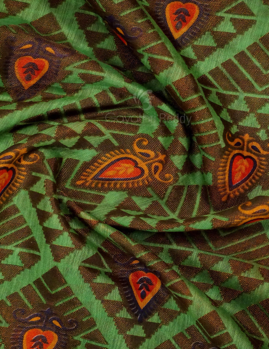 Mehendi Green Colour With Orange Blouse Cotton Brasso Saree By Gayathri Reddy Designer Studio