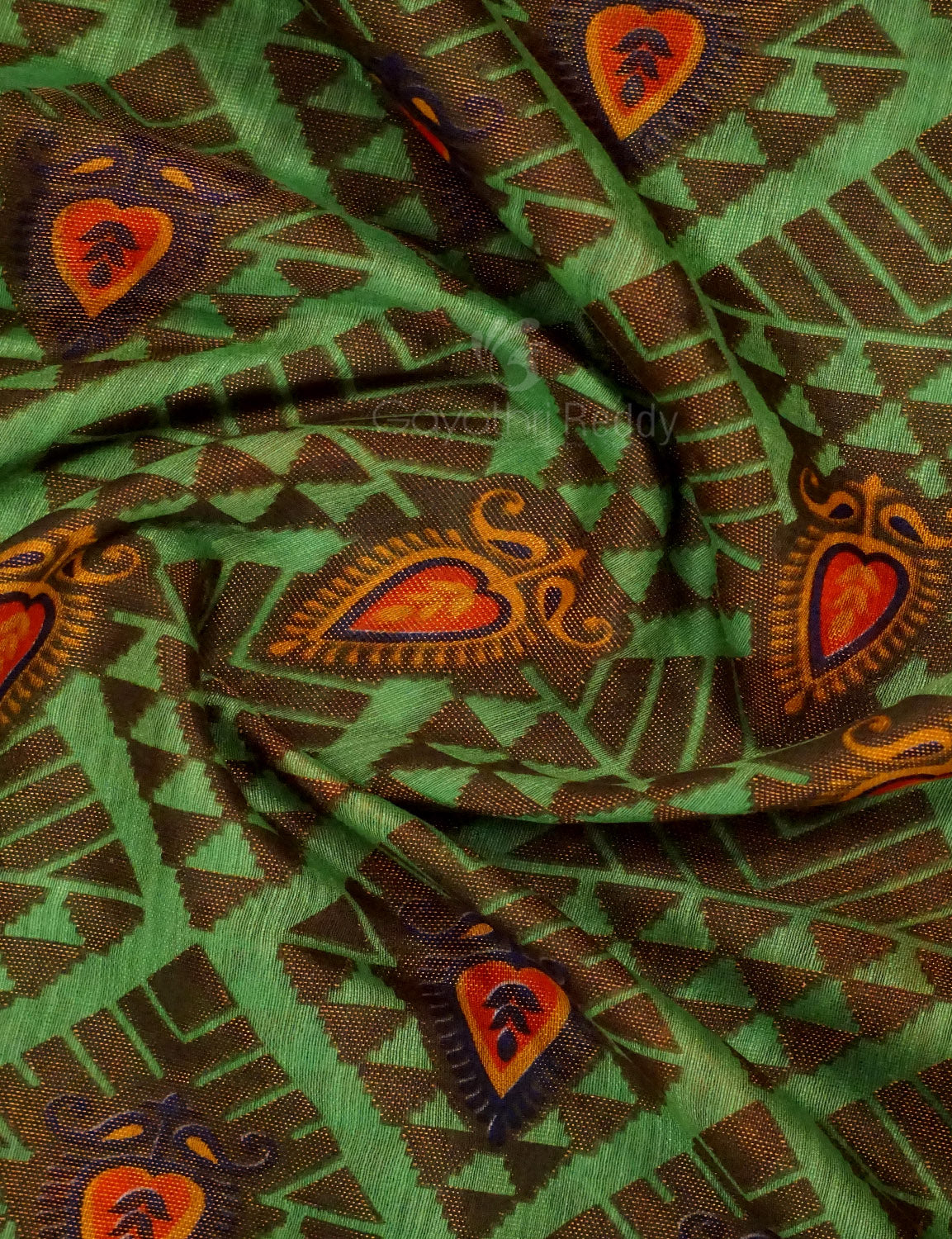 Mehendi Green Colour With Orange Blouse Cotton Brasso Saree By Gayathri Reddy Designer Studio