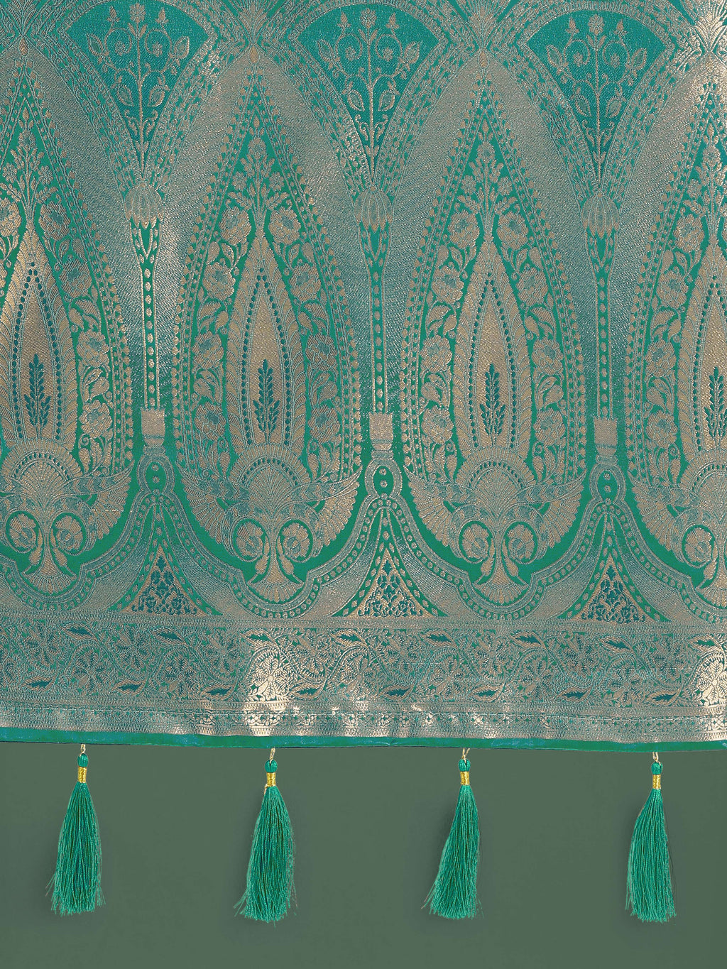 Monjolika Fashion Divine Turquoise Soft Banarasi Satin Silk Saree With Blouse Piece