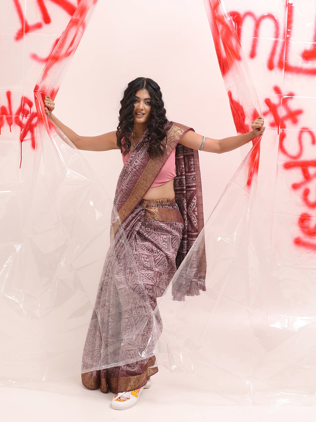 Tikhi Imli Zari Cotton Ready to Wear Saree