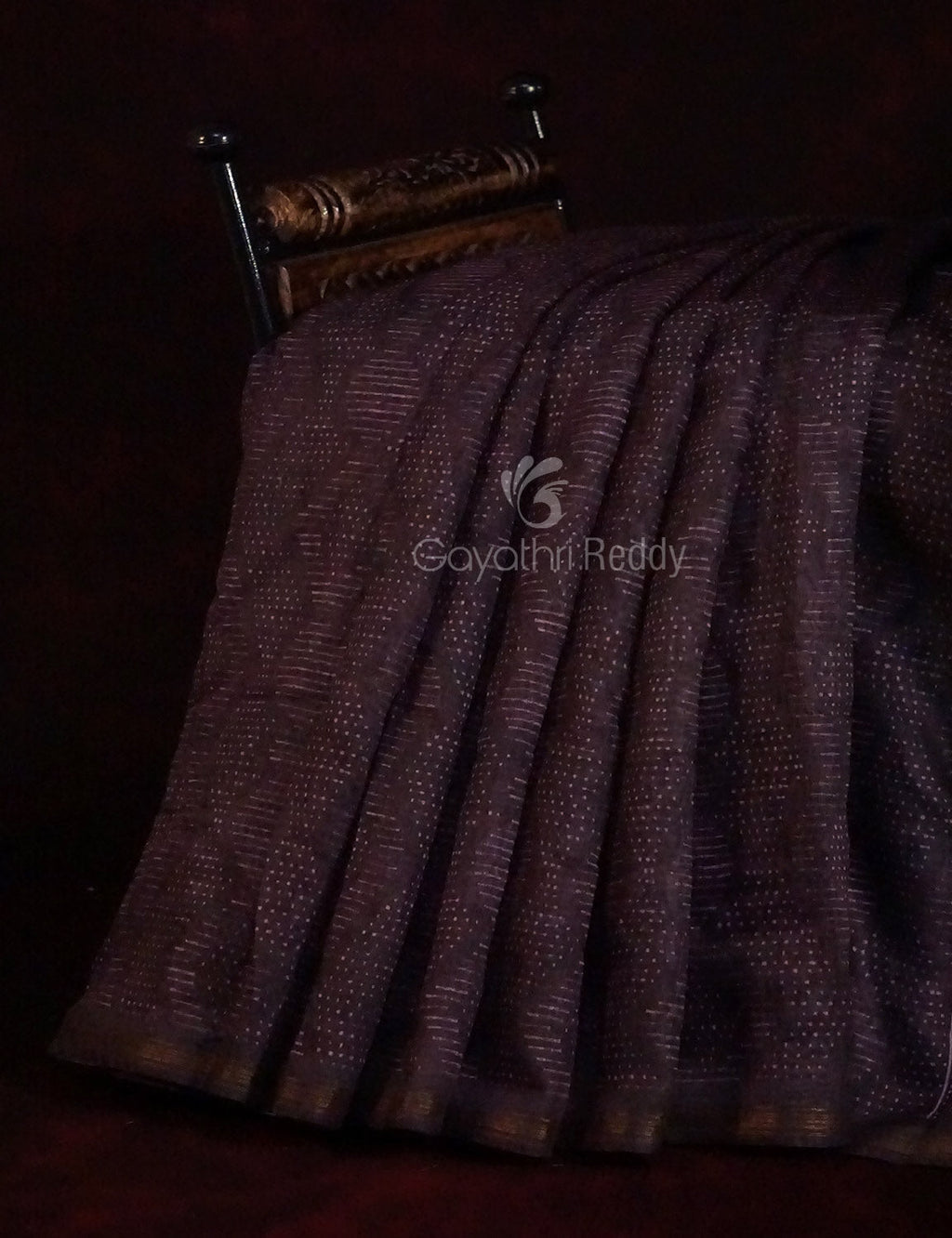 Dark Wine Geometrical Design Semi Chanderi Saree By Gayathri Reddy Designer Studio