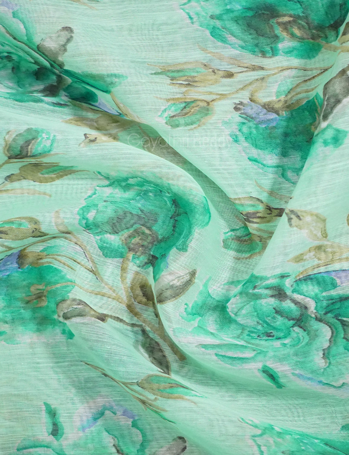 Shades of Mint Green Colour Printed Semi Chanderi Saree By Gayathri Reddy Designer Studio