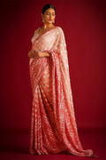 Teeya Creation Orange Color Georgette Embroidery Work Saree