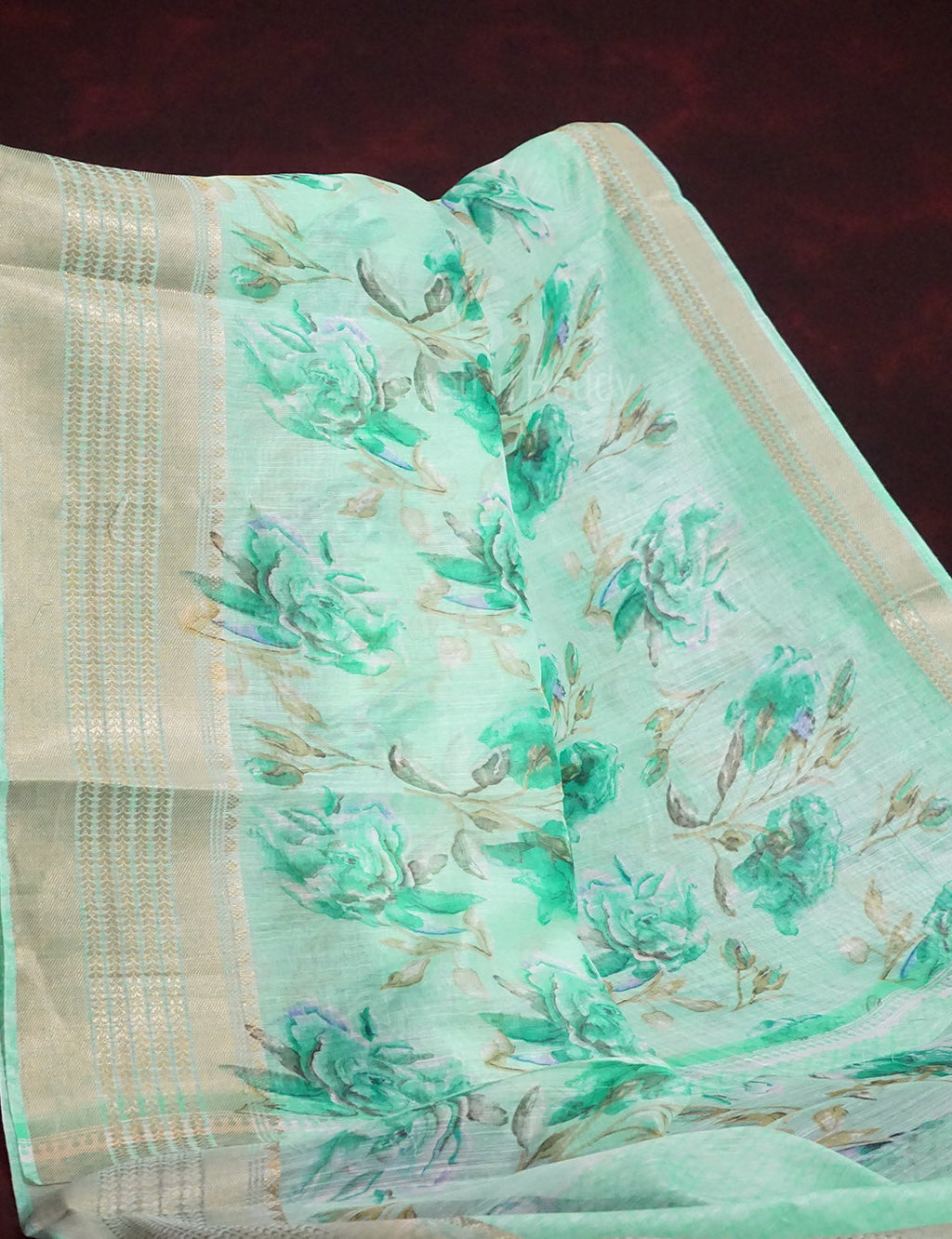 Shades of Mint Green Colour Printed Semi Chanderi Saree By Gayathri Reddy Designer Studio