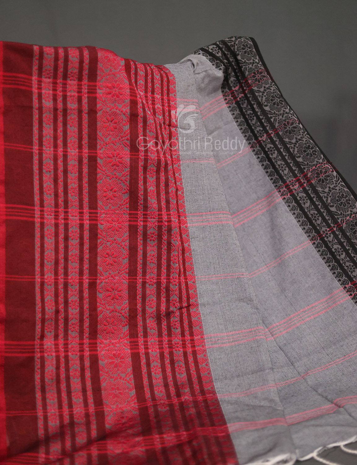 Green Colored Contrast Thread Pure Khadi Cotton Saree By Gayathri Reddy Designer Studio