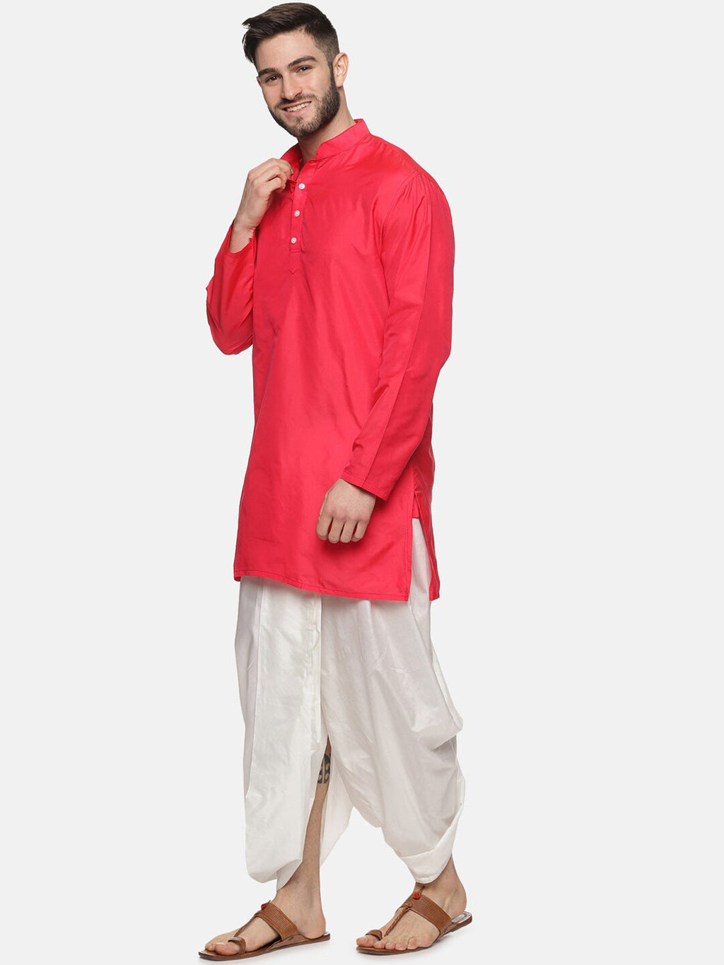 Sethukrishna Men Rose Kurta with Dhoti Pants