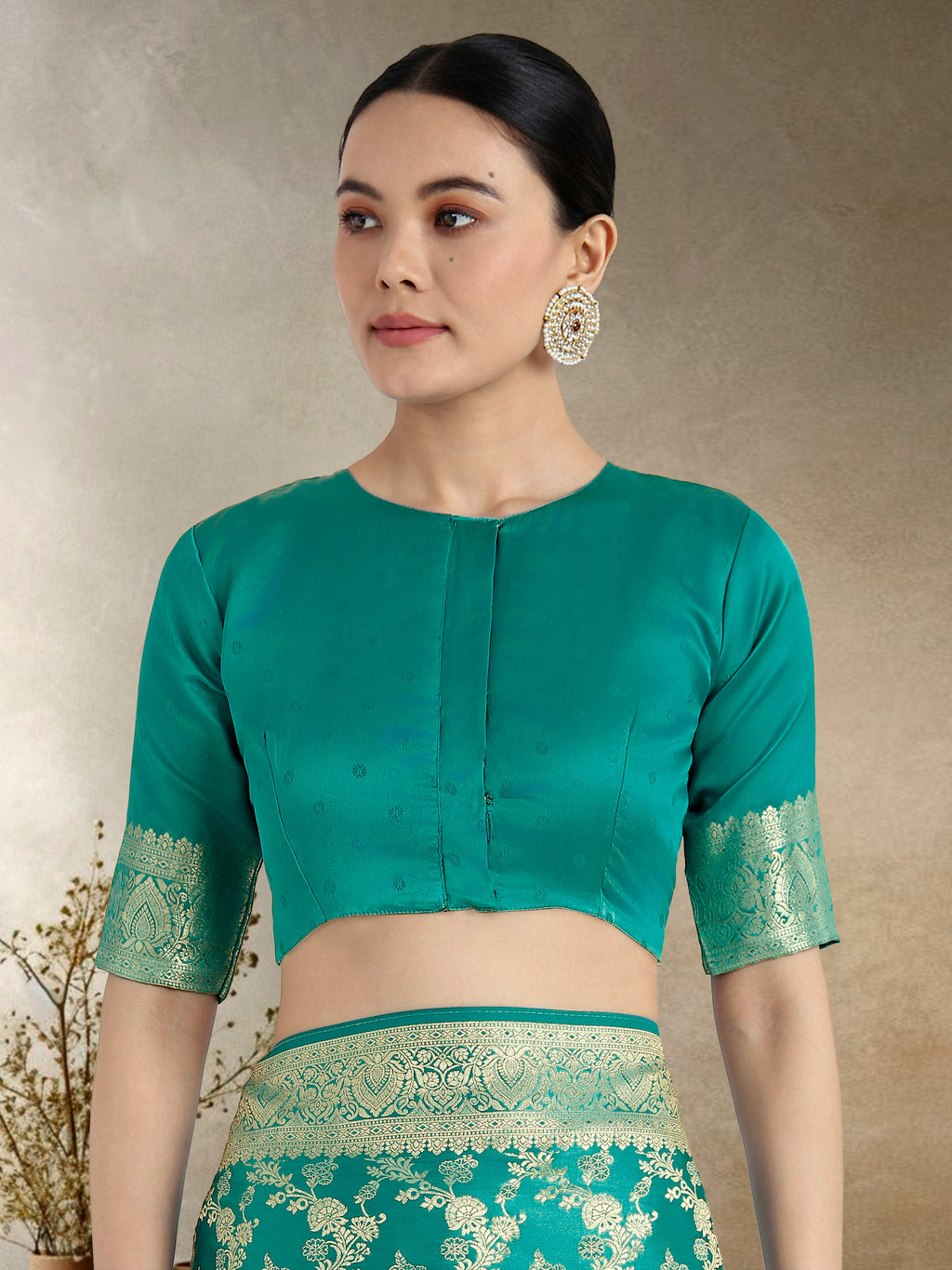 Monjolika Fashion Effervescent Turquoise Soft Banarasi Satin Silk Saree With Elision Blouse Piece