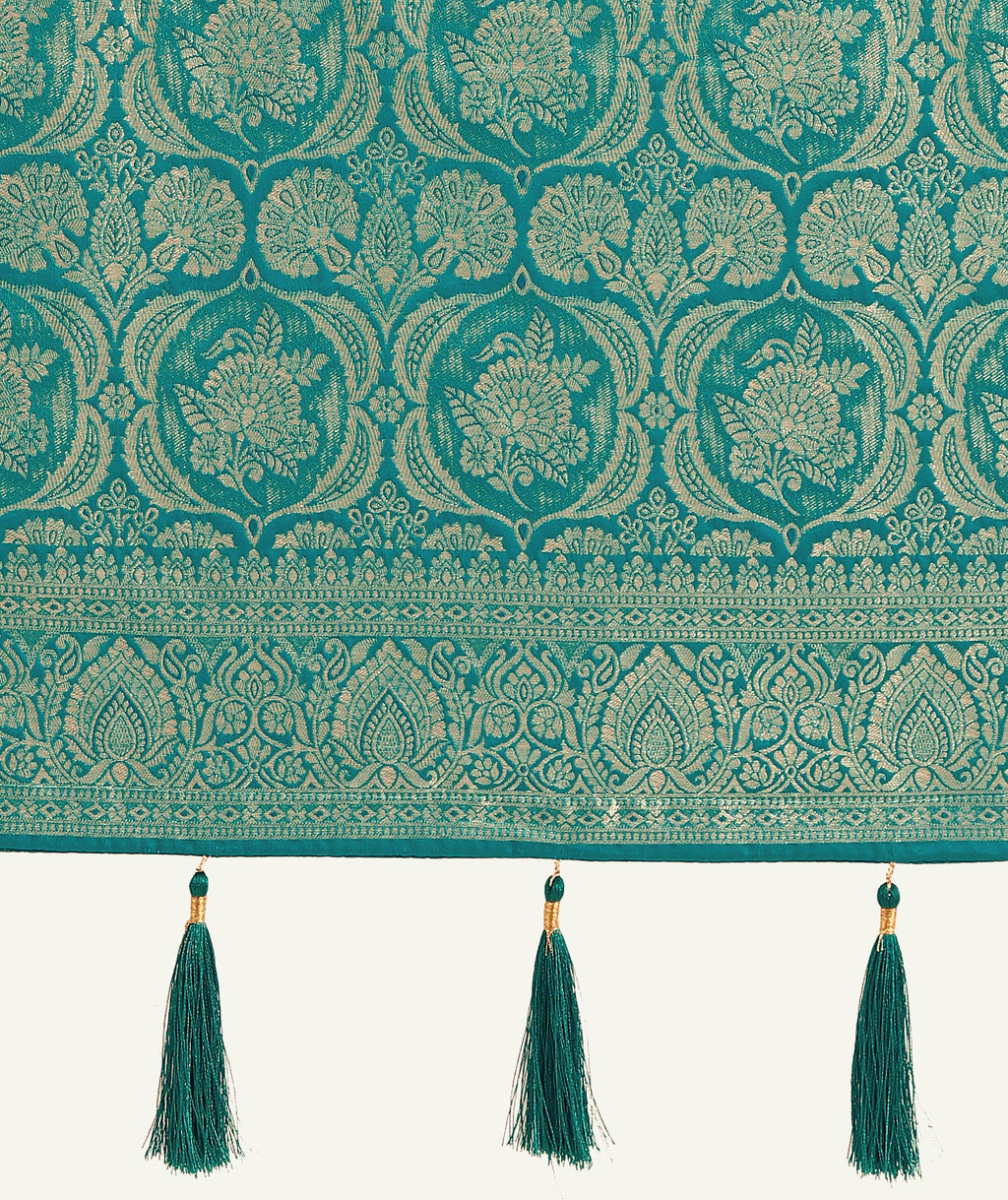 Monjolika Fashion Effervescent Turquoise Soft Banarasi Satin Silk Saree With Elision Blouse Piece