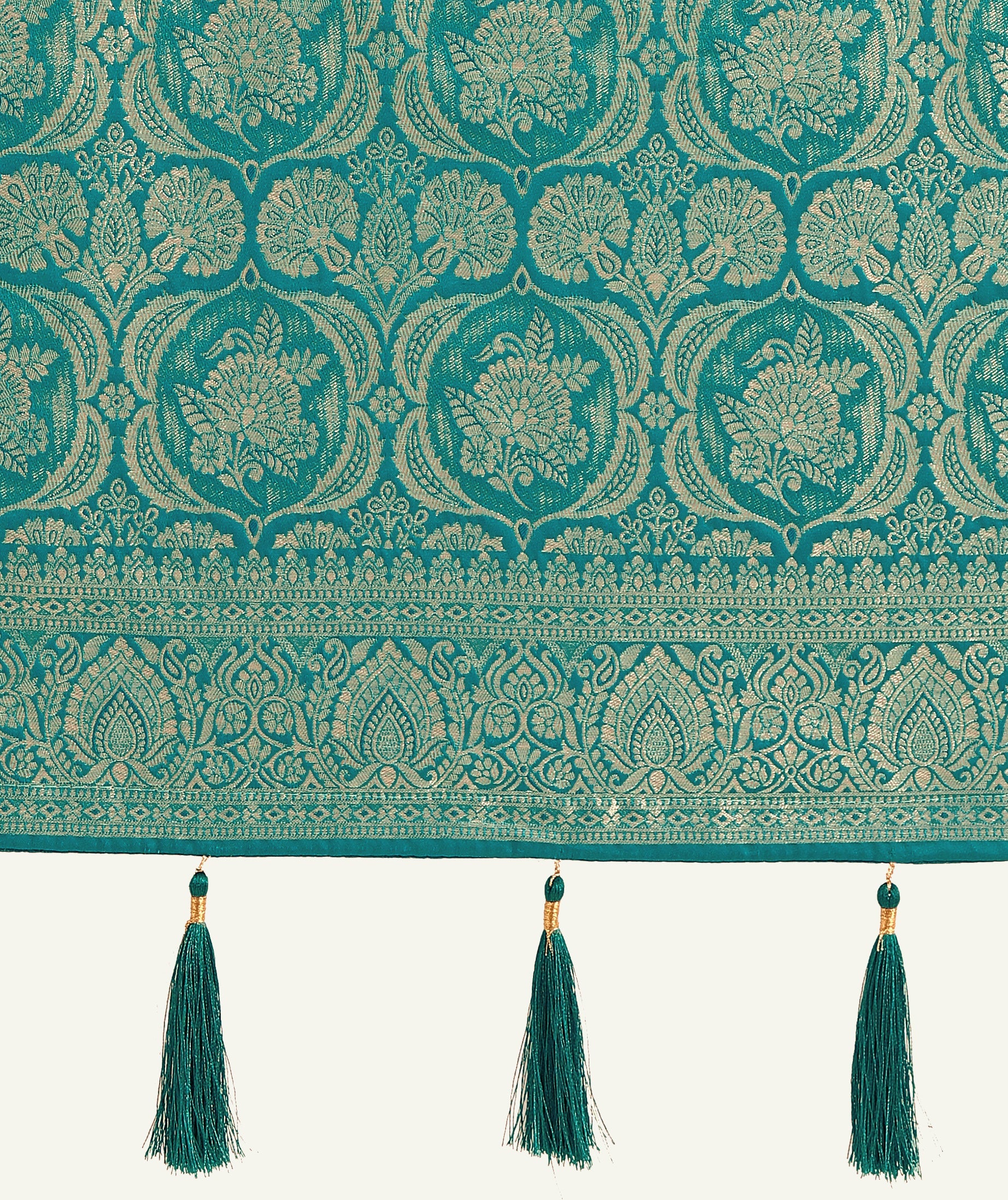 Monjolika Fashion Effervescent Turquoise Soft Banarasi Satin Silk Saree With Elision Blouse Piece