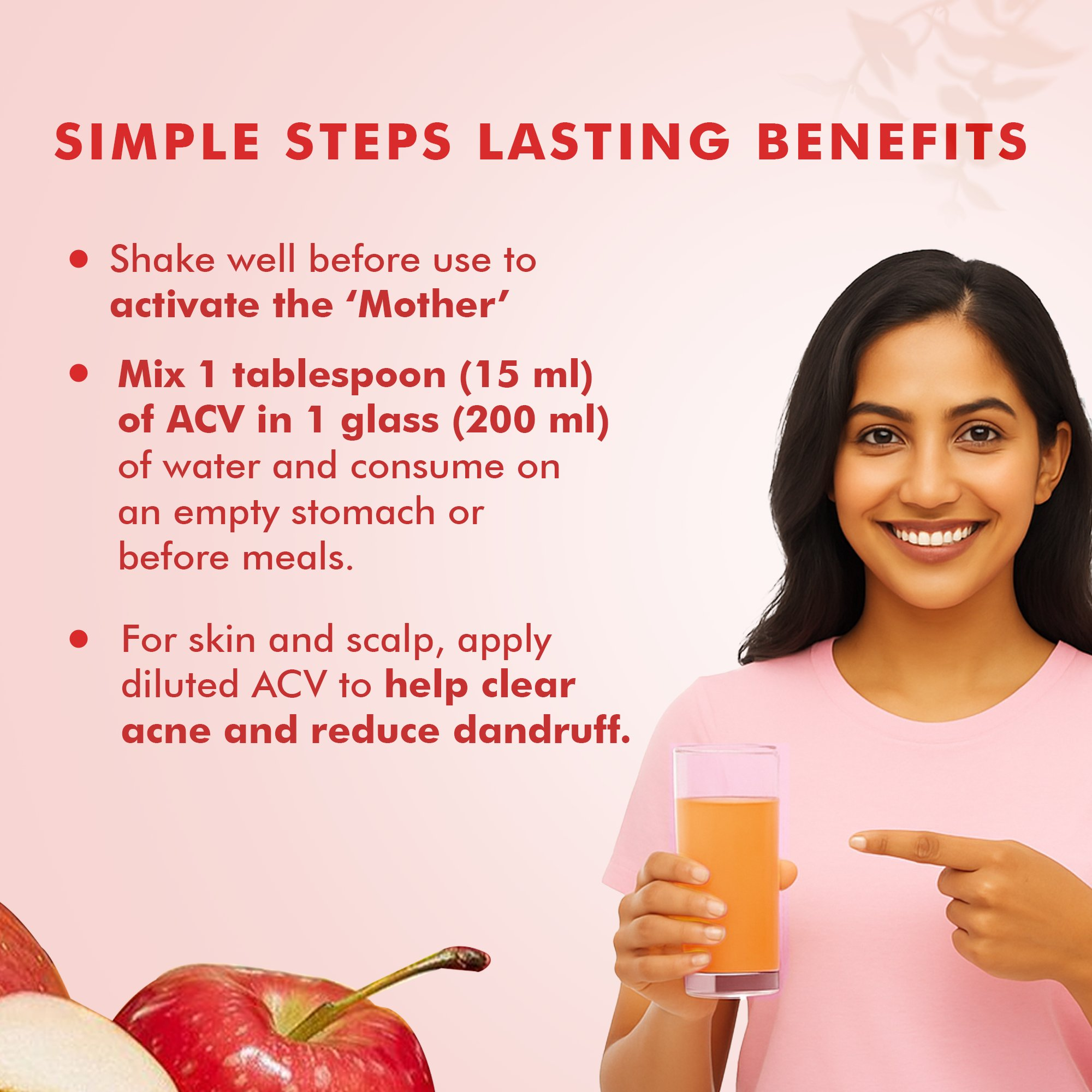 Dr. Morepen Apple Cider Vinegar With 2x Mother for Weight Management, Immunity, Skin & Hair