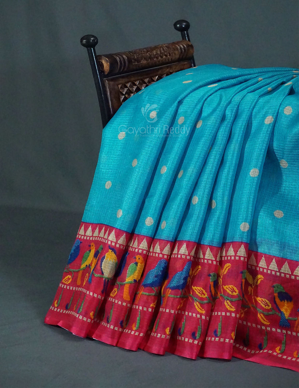 Rama Blue Colour With All Over Buttes Semi Silk Kota Saree By Gayathri Reddy Designer Studio