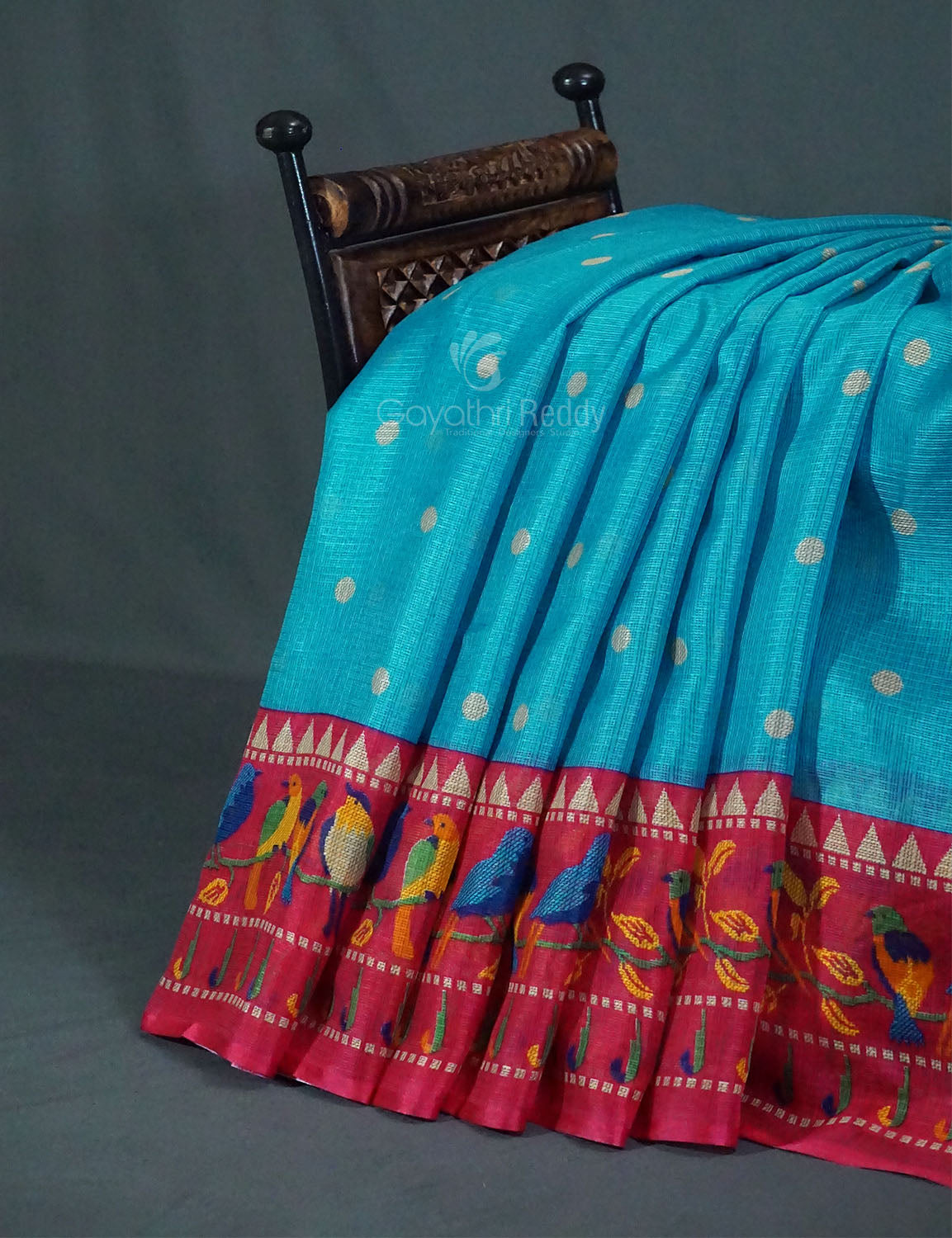 Rama Blue Colour With All Over Buttes Semi Silk Kota Saree By Gayathri Reddy Designer Studio