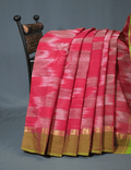 Dual Shades of Peach Pink Mangalagiri Ikkat Cotton Saree By Gayathri Reddy Designer Studio