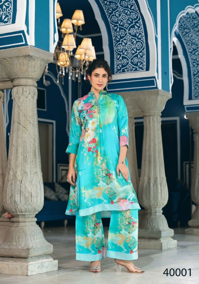 Designer Stylish Sky Pure Muslin Stitched Suit - Apoorva