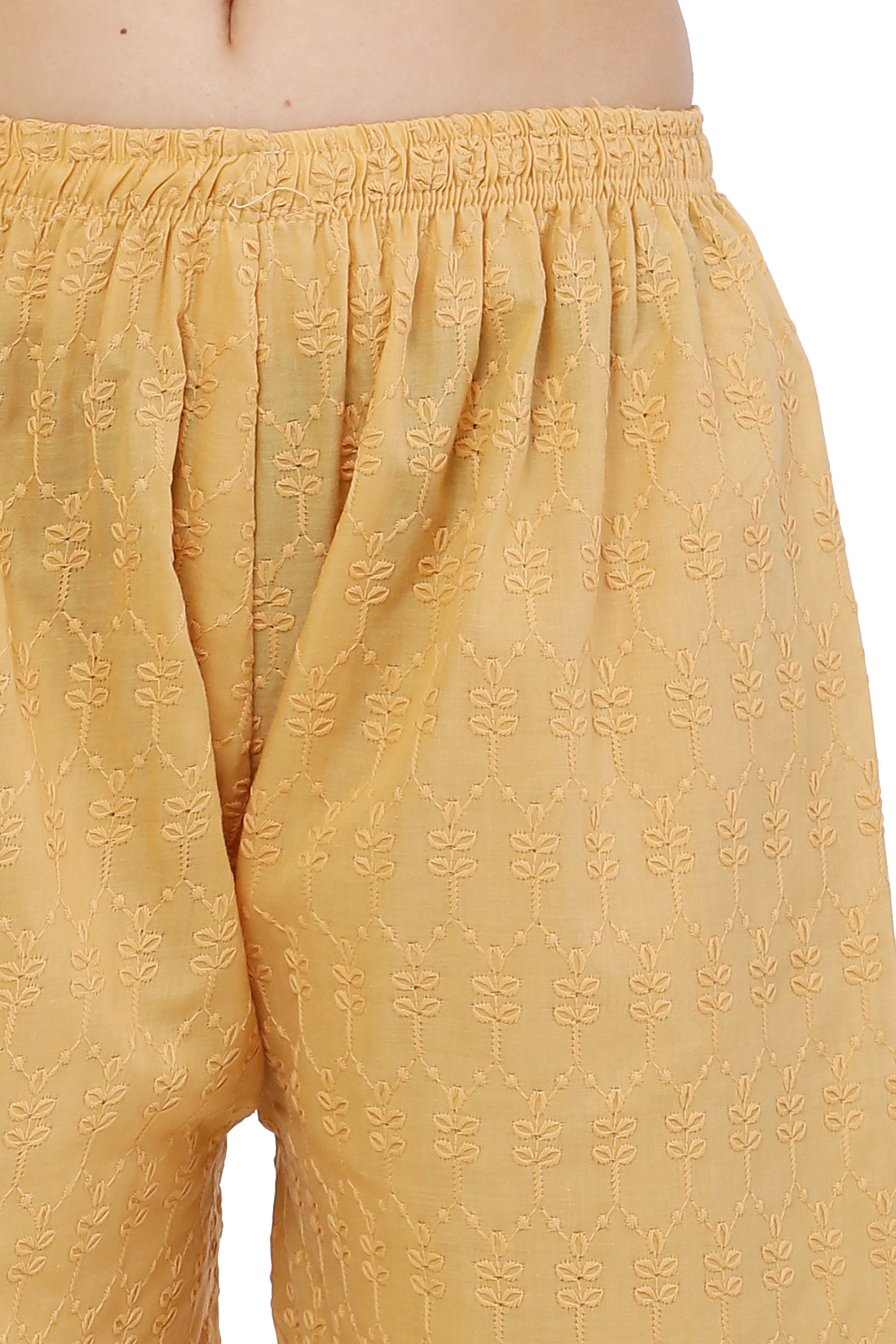 PAVONINE Beige Color Full Chikankari Cotton Fabric Sharara For Women
