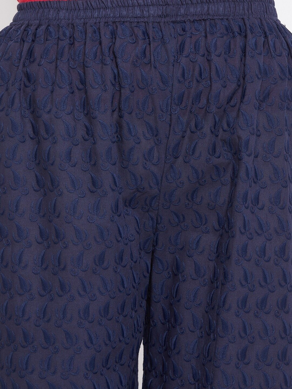 PAVONINE Navy Blue Color Full Chikankari Cotton Fabric Palazzo For Women