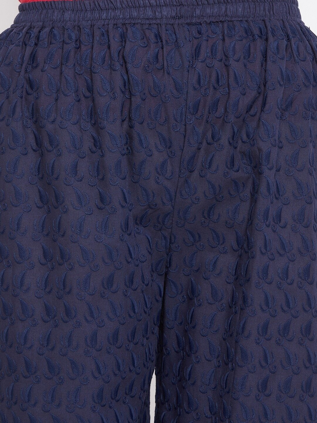 PAVONINE Navy Blue Color Full Chikankari Cotton Fabric Sharara For Women