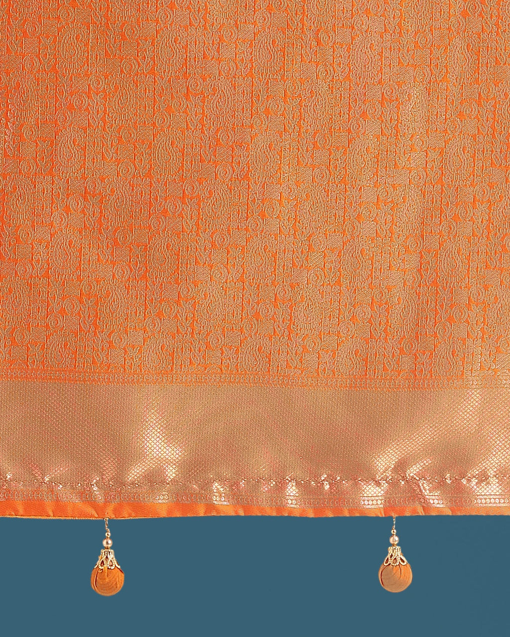 Monjolika Fashion Orange Colour Banarasi Silk Zari Weaving Classic Saree