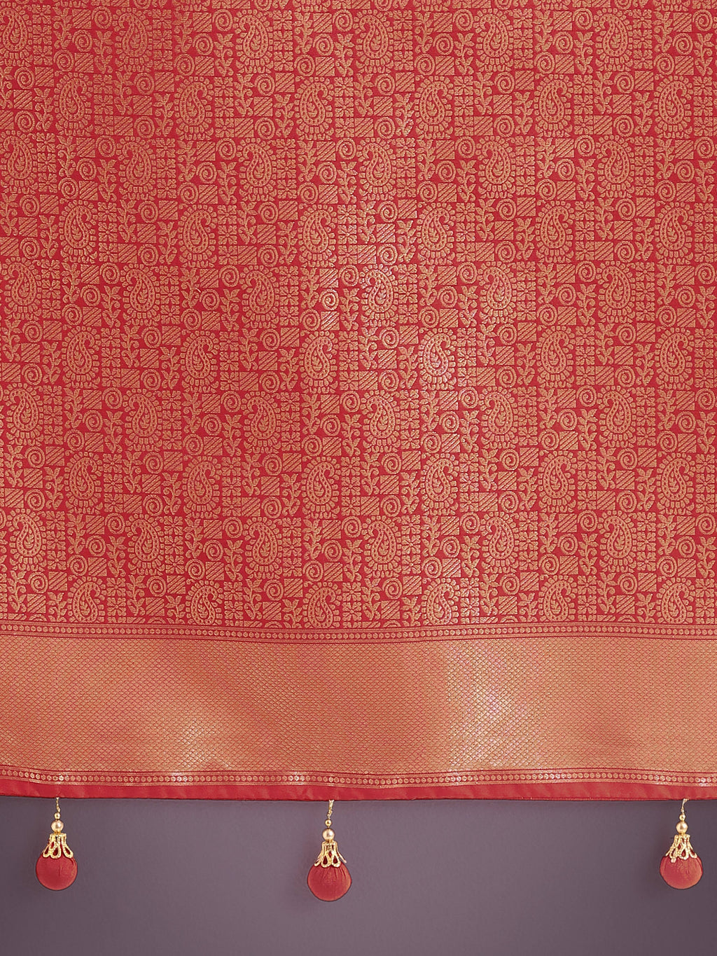 Monjolika Fashion Red Colour Banarasi Silk Zari Weaving Classic Saree