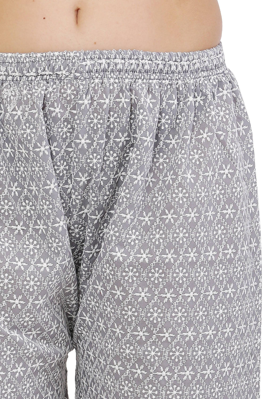 PAVONINE Grey Color Full Thread Chikankari Cotton Fabric Sharara For Women