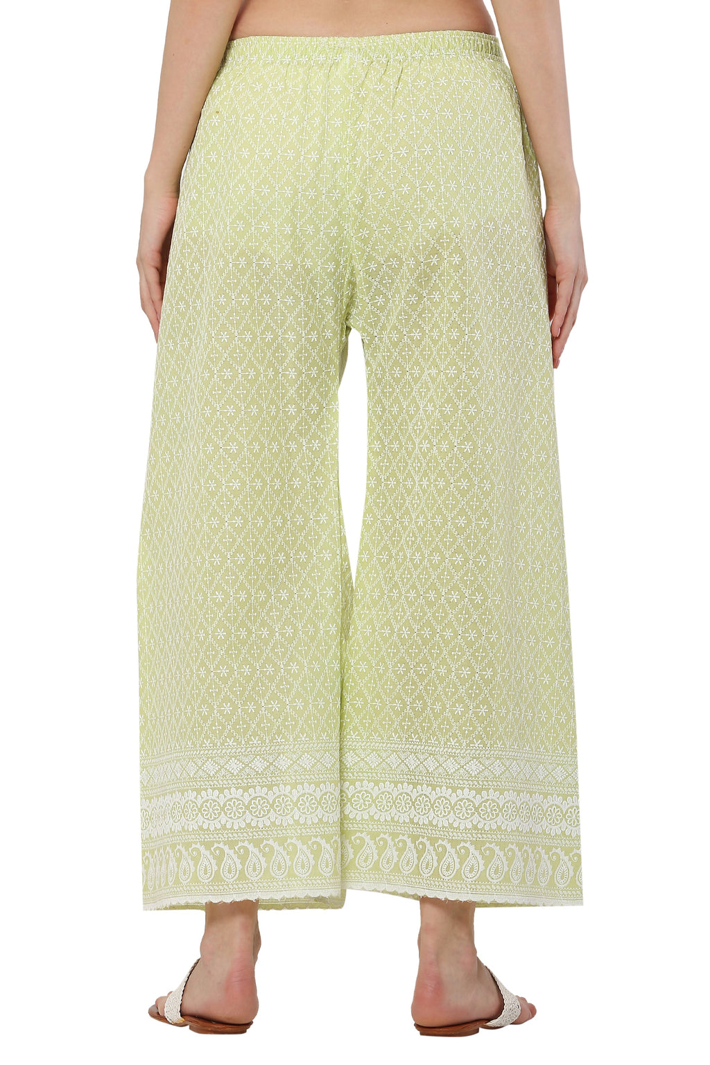 PAVONINE Lemon Color Full Thread Chikankari Cotton Fabric Sharara For Women