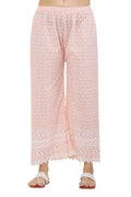 PAVONINE Peach Color Full Thread Chikankari Cotton Fabric Palazzo For Women
