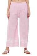 PAVONINE Pink Color Full Thread Chikankari Cotton Fabric Palazzo For Women